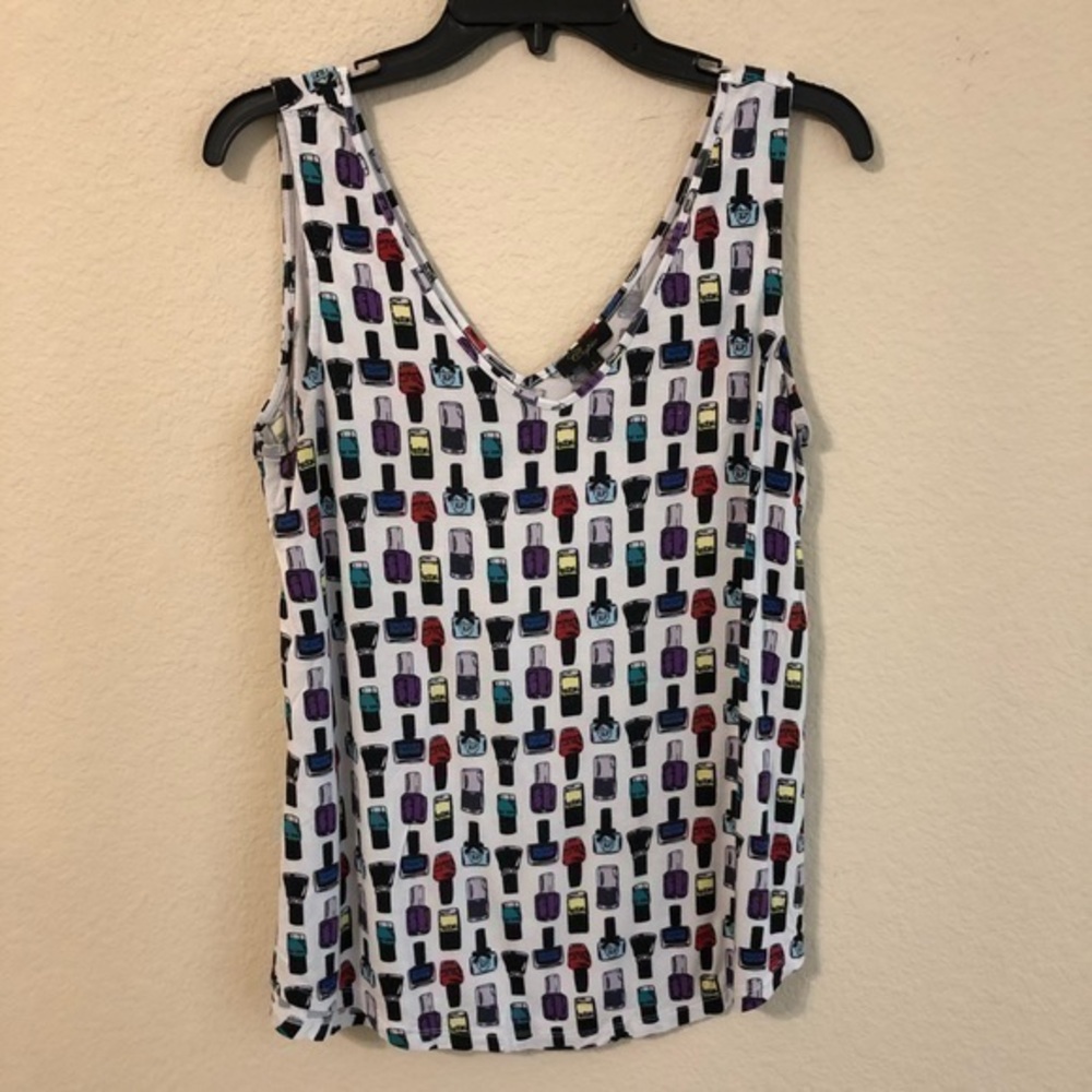 Cupio Nail Polish Print Tank Top Pop Art Graphic Print Retro Trendy Summer